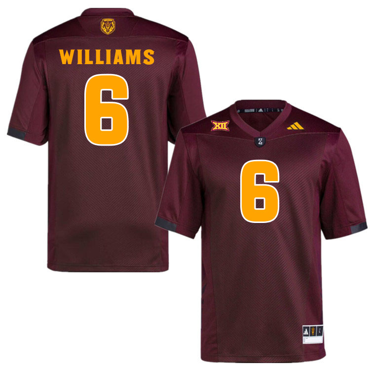 Men #6 Macen Williams Arizona State Sun Devils College Football Jerseys Stitched-Maroon